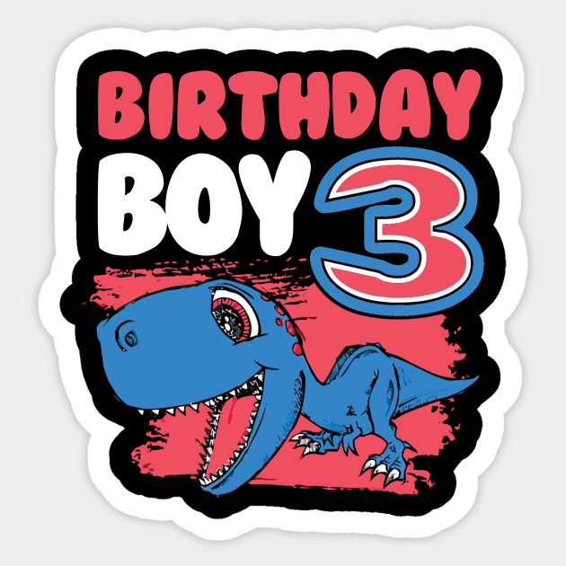 Kids rd third  three years old birthday dinosaur Sticker by mazurprop